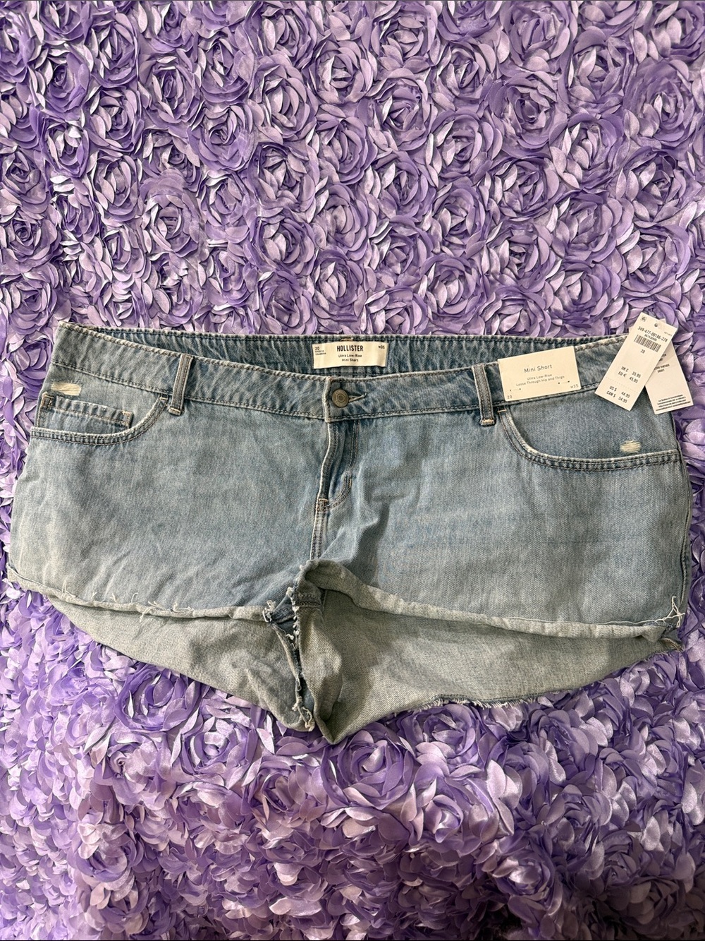 Hollister Washed Denim Cutoff Shorts in Pale Blue Rare plus size 20 NWT